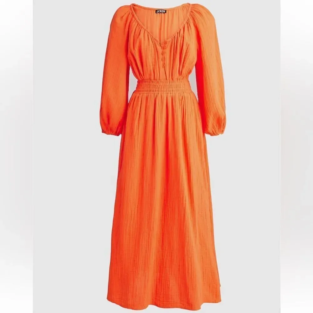 J.Crew Women's V-neck midi dress in soft gauze Fire Lily M